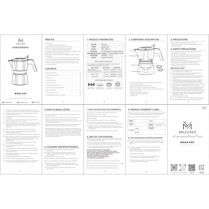 MUVNA - Mokapot met dubbele klep, 2 kopjes, zwart / gumwood MUVNA