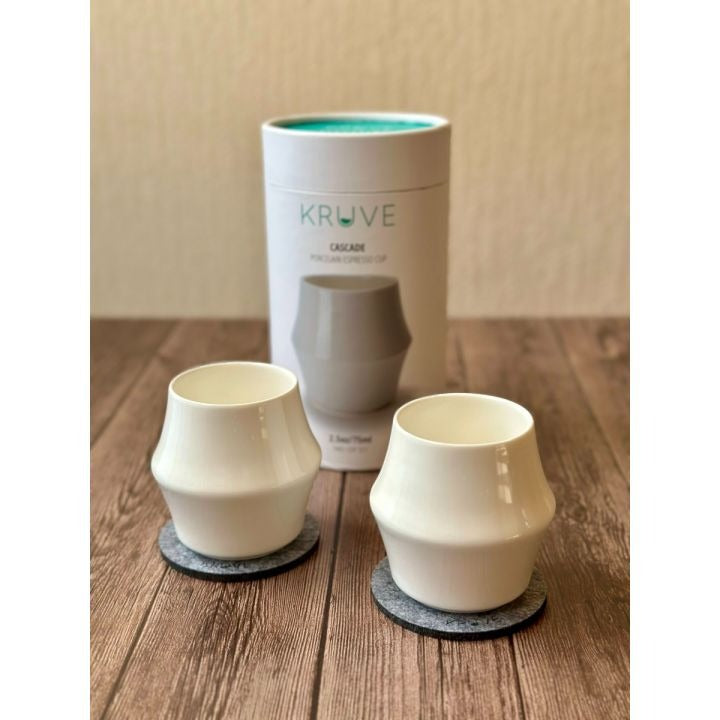 KRUVE - Cascade Espresso Double Walled Porcelain - Set van 2 (Wit/Zwart) Kruve