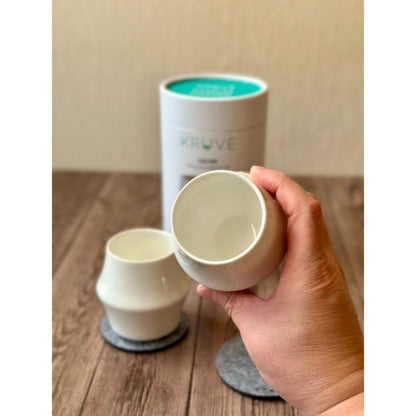 KRUVE - Cascade Espresso Double Walled Porcelain - Set van 2 (Wit/Zwart) Kruve