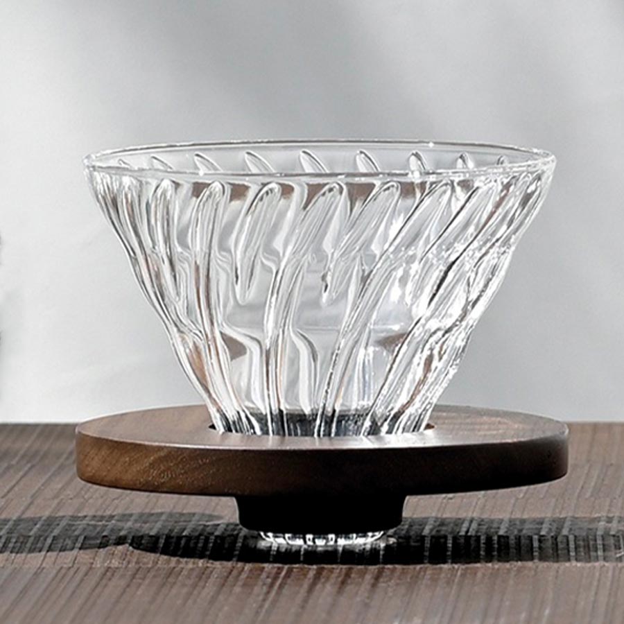 Hario V60 Glazen Dripper Walnoot HARIO