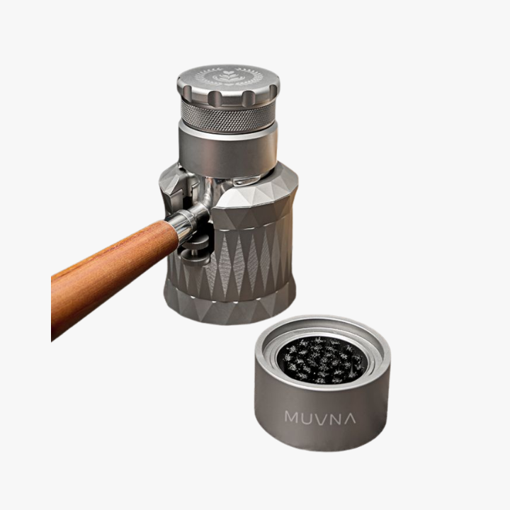 MUVNA WDT Naaldverdeler Derde Generatie met Basis - Zwart 58mm Koffie Kenner