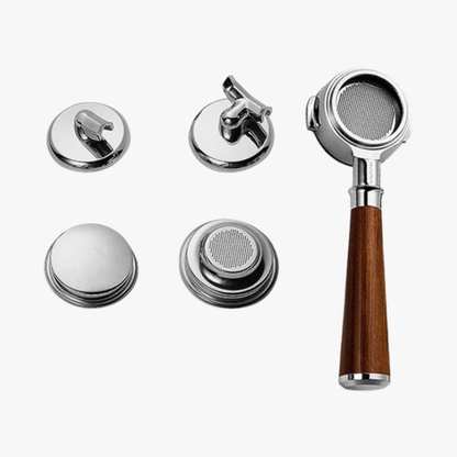 “Muvna E61 3-in-1 portafilter van roestvrij staal met purple sandalwood handvat – barista espresso accessoire”