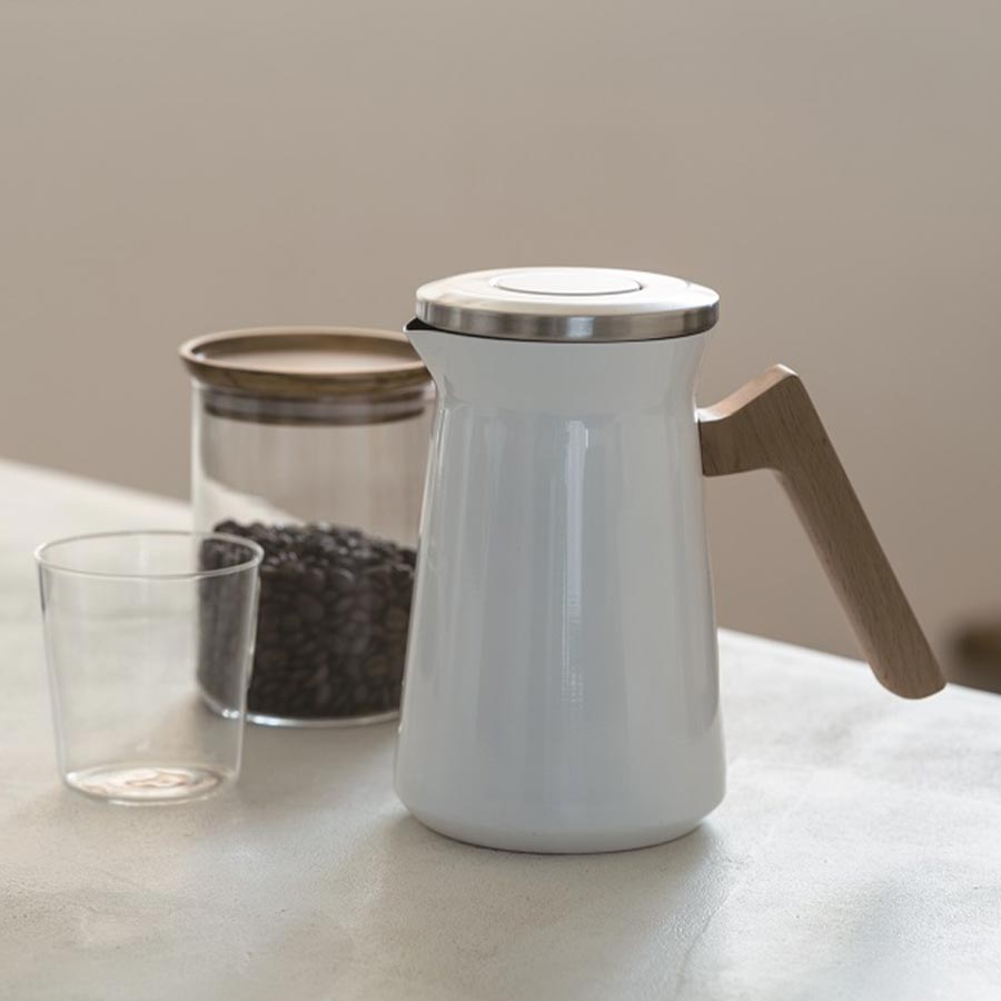 Hario Witte Stainless Thermal Pot Koffie Kenner