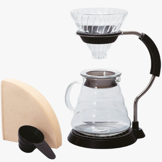 Hario V60 Arm Stand Glazen Druppelaarset 02 Koffie Kenner