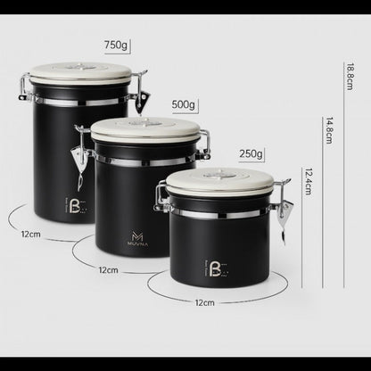 MUVNA - Koffiebewaarbus Matzwart 750g Koffie Kenner