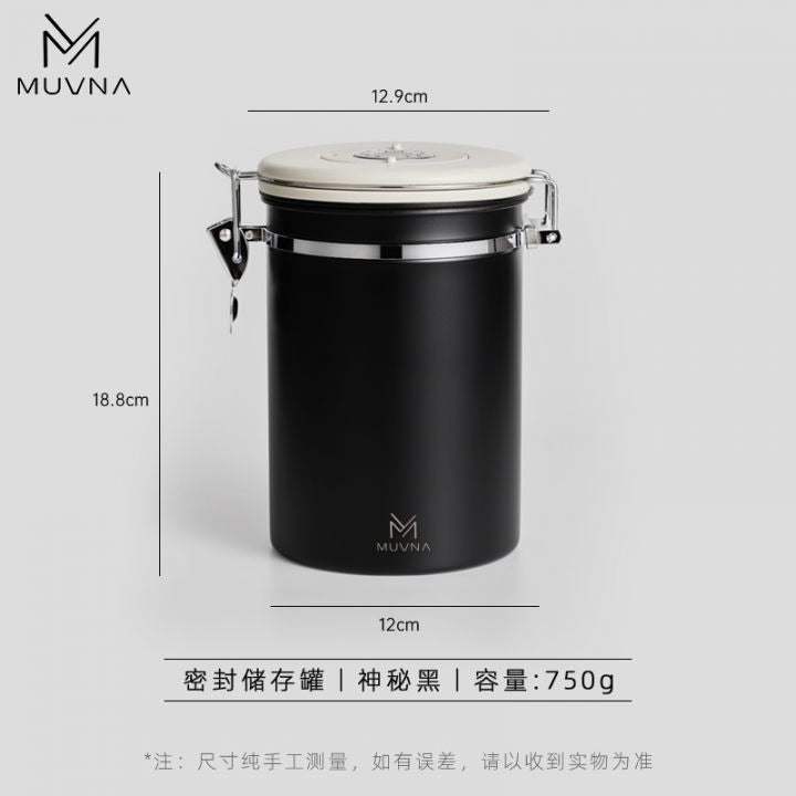 MUVNA - Koffiebewaarbus Matzwart 750g Koffie Kenner