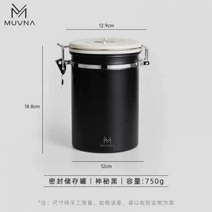 MUVNA - Koffiebewaarbus Matzwart 750g Koffie Kenner