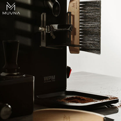 MUVNA - Koffiehandborstel & stalen stoffer zwart - Magneet MUVNA