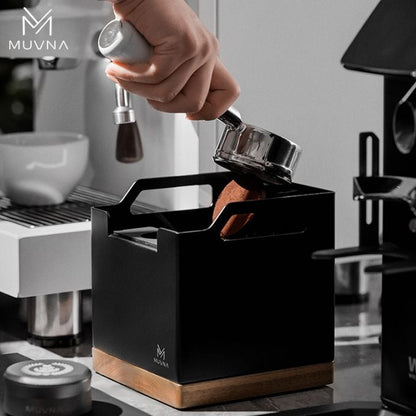 MUVNA - Vierkante klopbox - zwarte rozenhouten bodem Koffie Kenner