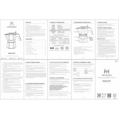 MUVNA - Mokapot met dubbele klep, 2 kopjes, zwart / gumwood MUVNA