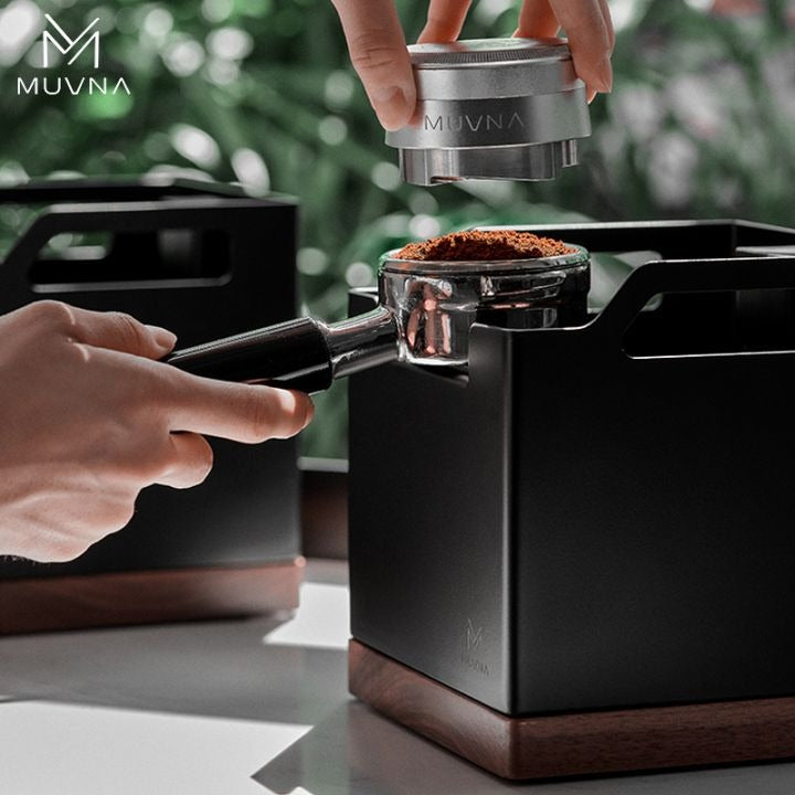 MUVNA - Vierkante klopbox - zwarte rozenhouten bodem Koffie Kenner