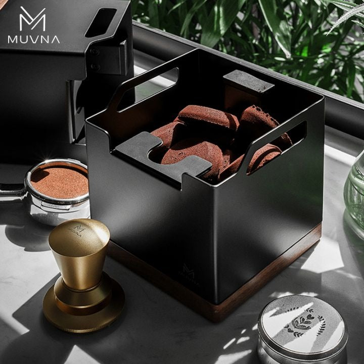 MUVNA - Vierkante klopbox - zwarte rozenhouten bodem Koffie Kenner