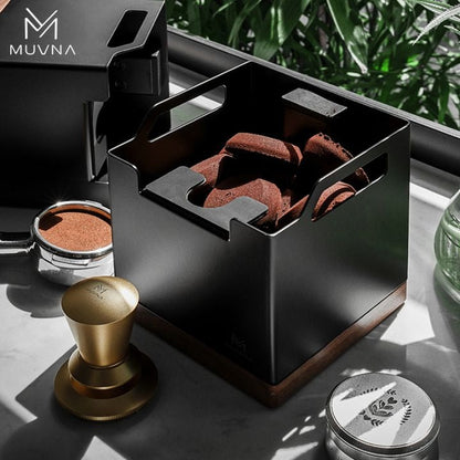 MUVNA - Vierkante klopbox - zwarte rozenhouten bodem Koffie Kenner