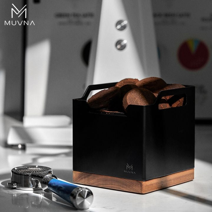MUVNA - Vierkante klopbox - zwarte rozenhouten bodem Koffie Kenner