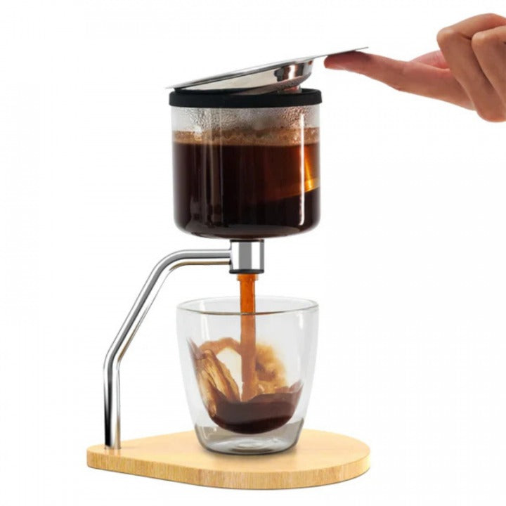 Joy Resolve Handmatige Koffie- en Theezetter – Rubberhout / Walnoot Basis Koffie Kenner