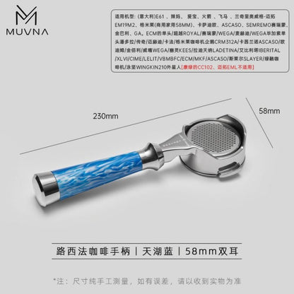 MUVNA - Lucifer Bottomless Portafilter Blauw 58mm Koffie Kenner