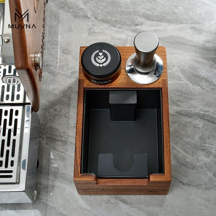 MUVNA - Multifunctionele klopbox + voet 58MM - Walnoot Koffie Kenner