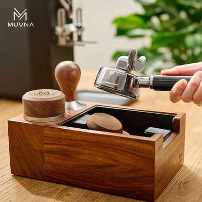 MUVNA - Multifunctionele klopbox + voet 58MM - Walnoot Koffie Kenner