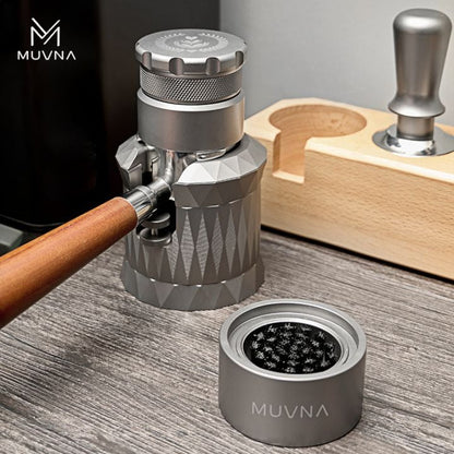 MUVNA WDT Naaldverdeler Derde Generatie met Basis - Zwart 58mm Koffie Kenner